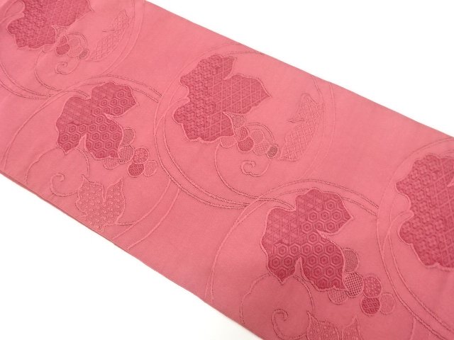 JAPANESE KIMONO / NAGOYA OBI / WOVEN GRAPE & ARABESQUE PATTERN 